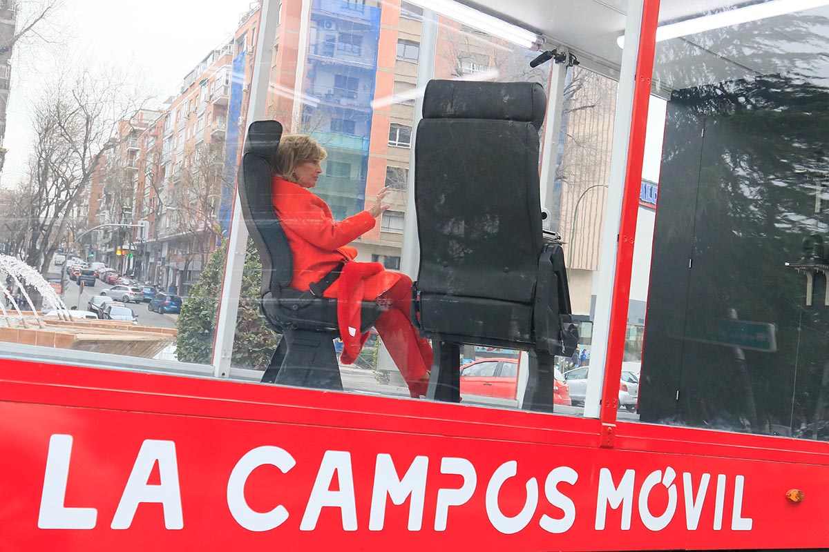 Journalist Maria Teresa Campos on the set tv show » Las Campos Movil » in Madrid, January 29, 2021.