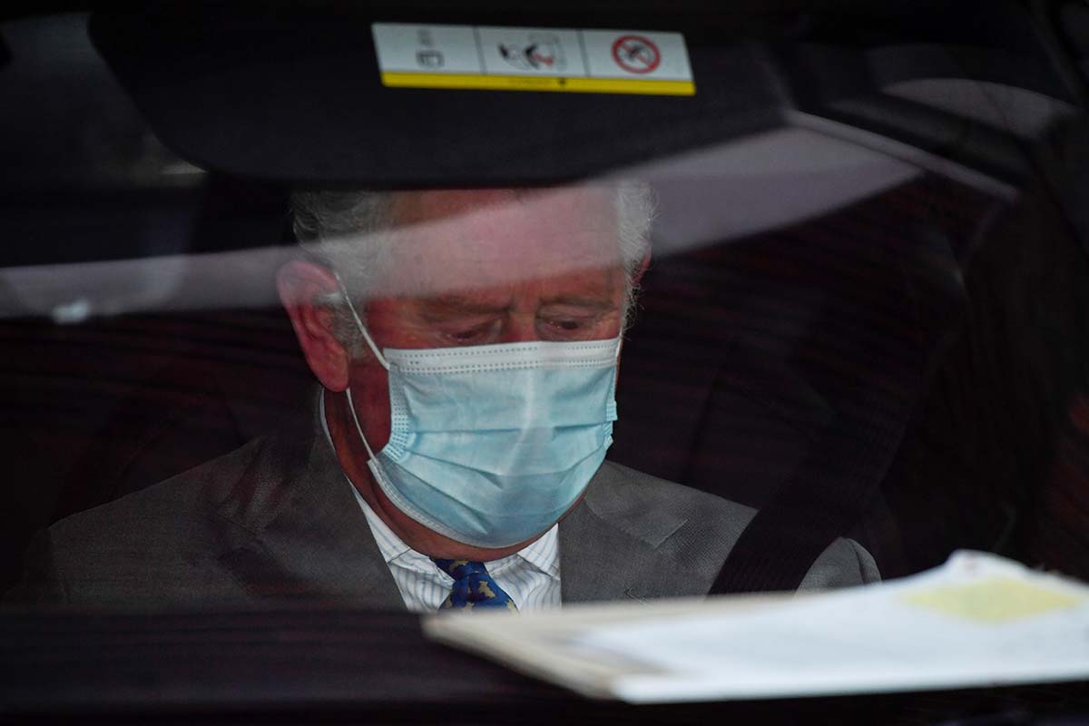 The Prince of Wales leaving the King Edward VII Hospital in London after visiting his father, the Duke of Edinburgh, who was admitted on Tuesday evening as a precautionary measure after feeling unwell.