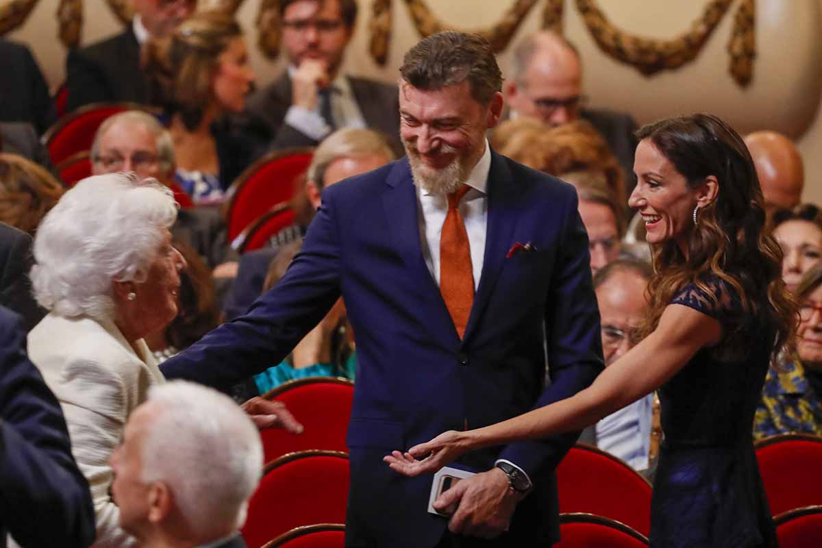 Telma Ortiz and Robert Gavin Bonnar with her grandmother Menchu Alvarez del Valle during the delivery of the Princess of Asturias Awards 2019 in Oviedo, on Friday 18 October 2019.