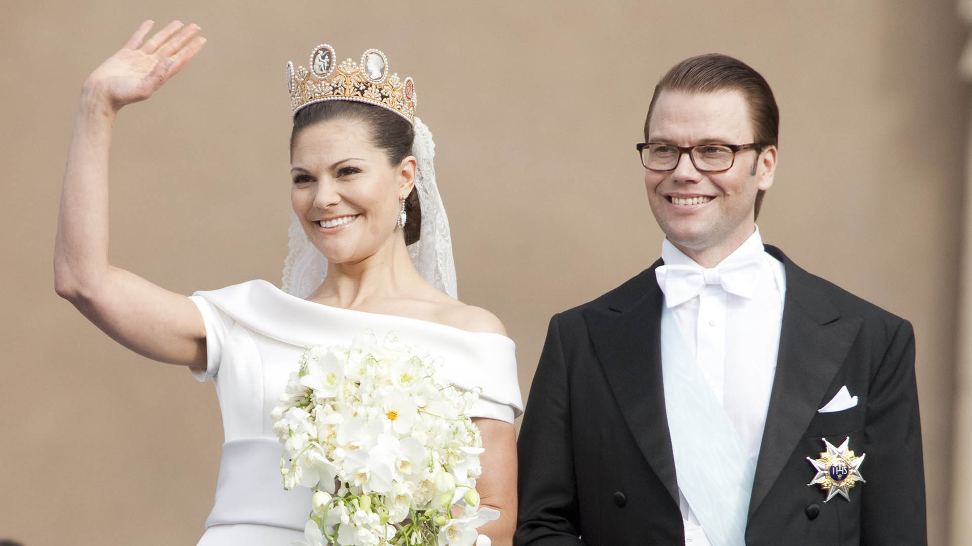 Crown Princess Victoria of Sweden and Prince Daniel Westling during their wedding in Stockholm, Sweden.