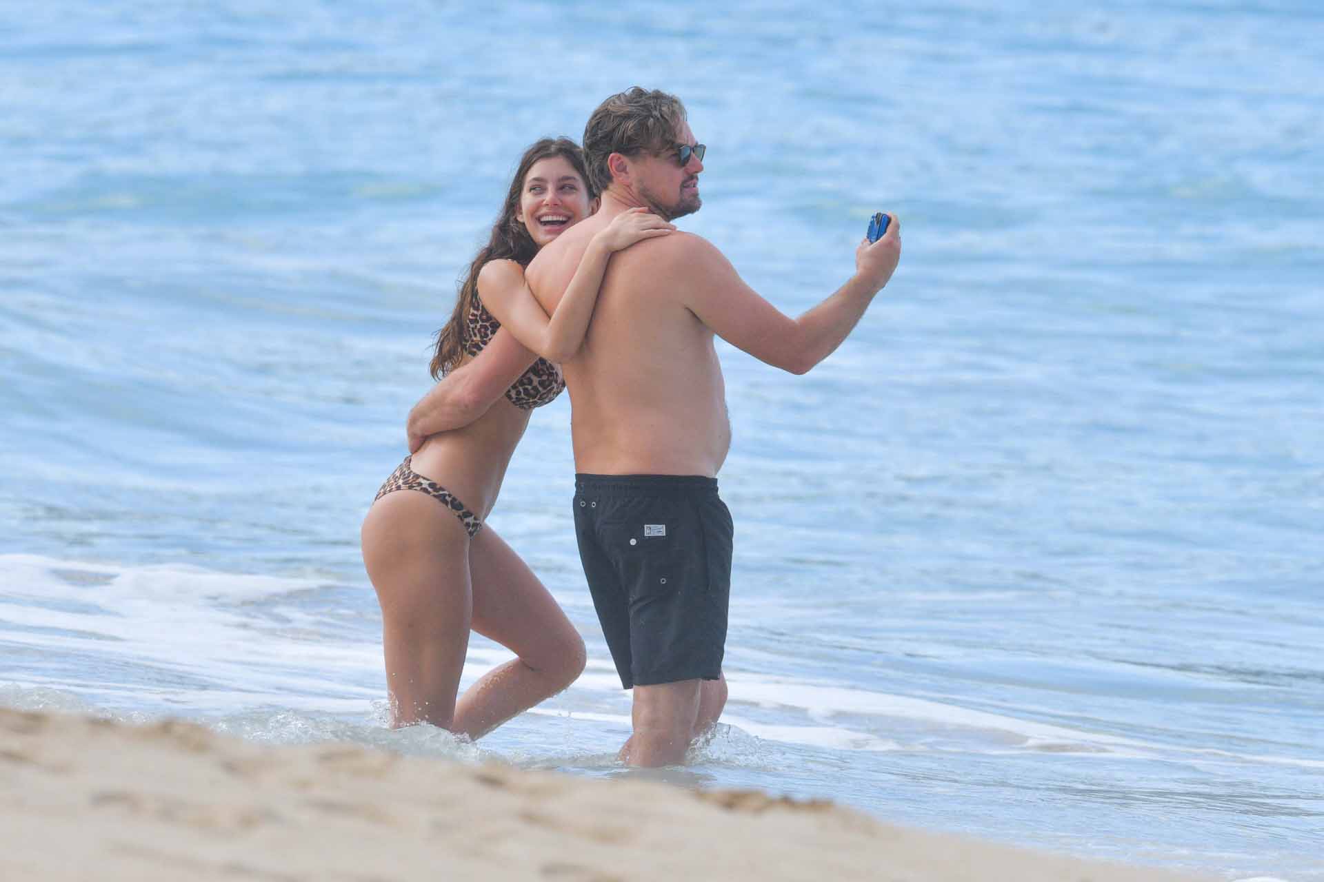Actor Leonardo Dicaprio and Camila Morrone on holidays in the beach Stbarth 31/12/2019