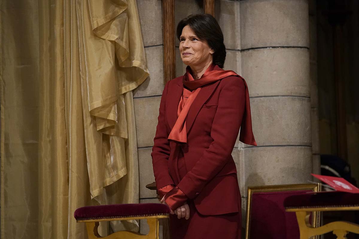 Princess Stephanie of Monaco attends a mass ceremony at the Monaco cathedral as part of ceremonies marking National Day, in Monaco, Saturday Nov.19, 2022. (AP Photo/Daniel Cole, Pool)