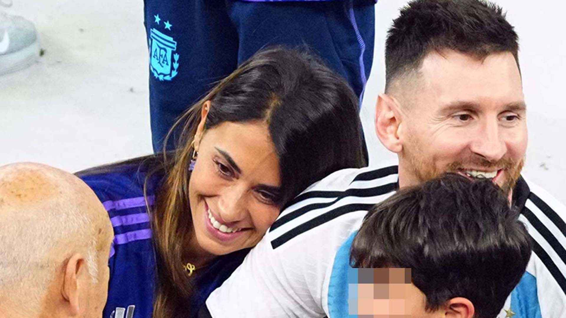 Editorial Use Only Lionel Messi of Argentina celebrates with his wife and children Argentina v France, FIFA World Cup 2022, Final, Football, Lusail Stadium, Al Daayen, Qatar - 18 Dec 2022