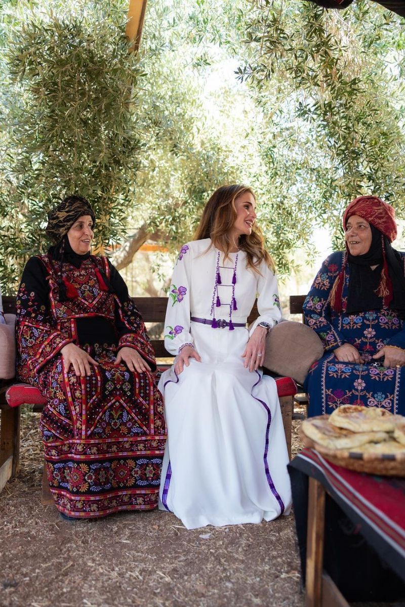 Rania from Jordan speaks with matriarchs at her 53rd birthday
